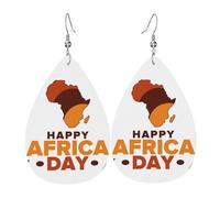 Orecchini In Pelle Happy Africa Day | Orecchini in pelle a forma di lacrima leggeri e lussuosi Per decorazione per abbigliamento adatti per l'uso quotidiano