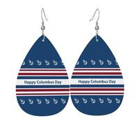 Orecchini In Pelle Happy Columbus Day | Orecchini in pelle a forma di lacrima leggeri e lussuosi Per adatti per l'uso quotidiano feste e appuntamenti