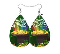 Orecchini In Pelle Happy St. Patricks Orecchino In Ecopelle Decorazioni Per Feste Moda Goccia D'Acqua Orecchini, Per Carnevale, Birthday, Valentine'S Day