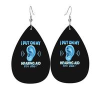 Orecchini In Pelle I Put On My Hearing Aid For This Deaf Orecchino In Ecopelle Decorazioni Per Feste Confortevoli Orecchini A Goccia, Per Birthday, Le Donne, Party