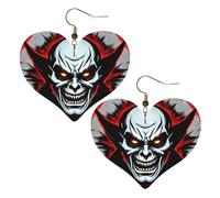 Orecchini in pelle leggeri, orecchini a forma di cuore con stampa di fantasmi malvagi rossi e neri, gioielli pendenti accattivanti per lei, Misura unica, Pelle, Nessuna pietra preziosa
