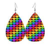 Orecchini In Pelle Lgbt Rainbow Gay Pride Flag Colorful Hearts Ecopelle Orecchino Moda Orecchini A Goccia, Per Party, Le Donne, Carnevale
