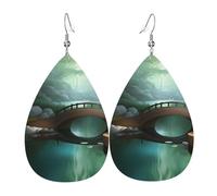 Orecchini in pelle Little Bridge In The East, accessori da donna, adatti per l'uso quotidiano, pendolari e viaggi.