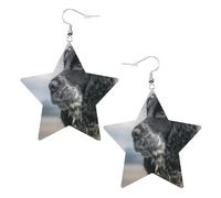 Orecchini in pelle, Orecchini a stella in finta pelle Orecchini pendenti metallici per donne e ragazze,Cocker Spaniel Inglese Grandi Orecchie Ricci Nere