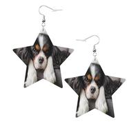 Orecchini in pelle, Orecchini a stella in finta pelle Orecchini pendenti metallici per donne e ragazze,Cane Cavalier King Charles Spaniel