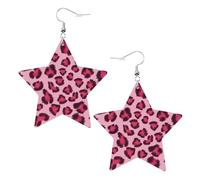 Orecchini in pelle, Orecchini a stella in finta pelle Orecchini pendenti metallici per donne e ragazze,Stampa zebrata rosa
