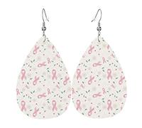 Orecchini in pelle per la consapevolezza del cancro al seno per le donne Orecchini a goccia d'acqua in finta pelle Orecchini pendenti leggeri vintage per le donne