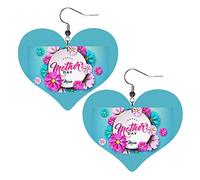 Orecchini in pelle per la festa della mamma felice per le donne Orecchini pendenti con ciondolo a forma di cuore con gancio Regali per ragazza adulta