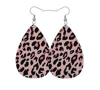 Orecchini In Pelle Pink Leopard, Wild Leopard Cat Animals Spot Skin Print Ecopelle Orecchino Classico Decorazioni Per Feste Orecchini A Goccia, Per Wedding, Ouple, Valentine'S Day