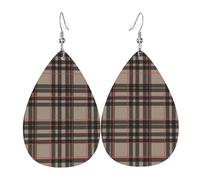 Orecchini In Pelle Red Beige Black Buffalo Plaid Ecopelle Orecchino Confortevoli Orecchini A Goccia, Per Le Donne, Carnevale, Party