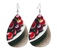 Orecchini In Pelle Red Cherries Print Ecopelle Orecchino Classico Orecchini A Goccia, Per Carnevale, Party, Le Donne