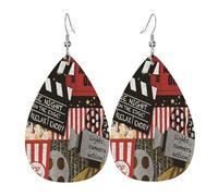 Orecchini In Pelle Retro Theater Movie Night Stampa Orecchini Pendenti Donna Confortevoli Waterdrop Di Orecchino Di Cuoio Per Vacanze Mamma Festa