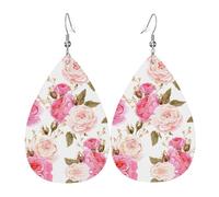 Orecchini in pelle rosa con fiore floreale rosa per le donne orecchini in pelle trafitto a goccia set di gioielli di compleanno regali di Natale per le donne