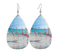 Orecchini in pelle rosa fenicottero sulla spiaggia per le donne orecchini in pelle trafitto a goccia set di gioielli di compleanno regali di Natale per le donne