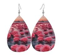 Orecchini in pelle Roses By The Sea, accessori da donna, adatti per l'uso quotidiano, pendolari e viaggi.