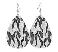 Orecchini In Pelle Snake Skin Black And White Print Orecchino In Ecopelle Confortevoli Classico Orecchini A Goccia Lunghi, Per Le Donne, Birthday, Valentine'S Day