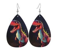 Orecchini in pelle stampata con dinosauro dalla bocca grande, orecchini leggeri a goccia, perfetti per Natale, San Valentino