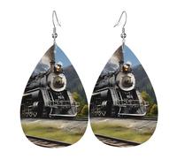 Orecchini In Pelle Steam Locomotive Train Print Ecopelle Orecchino Decorazioni Per Feste Classico Orecchini A Goccia, Per Le Donne, Carnevale, Party