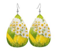 Orecchini In Pelle Summer Flower Daisies Flower Orecchino In Ecopelle Decorazioni Per Feste Moda Orecchini A Goccia, Per Ouple, Valentine'S Day, Wedding