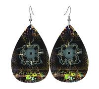 Orecchini In Pelle Technology Data Future Circuit Board Space Abstract Orecchino In Ecopelle Classico Decorazioni Per Feste Goccia D'Acqua Orecchini, Per Carnevale, Birthday, Le Donne