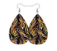 Orecchini In Pelle Tiger Skin Abstract Wild Animal Tiger Fur Leopard Print Ecopelle Orecchino Confortevoli Classico Orecchini A Goccia Lunghi, Per Wedding, Ouple, Le Donne