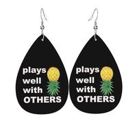 Orecchini In Pelle Upside Pineapple Play Well With Others | Teardrop Leather Dangle Earrings lacrima Per For Women Girls Every Outfit