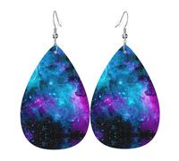 Orecchini in pelle viola cielo stellato per le donne orecchini in pelle trafitto a goccia set di gioielli di compleanno regali di Natale per le donne