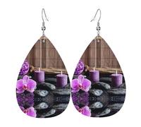 Orecchini in pelle viola con fiori e candele per le donne a goccia forati orecchini in pelle set di gioielli di compleanno regali di Natale per le donne