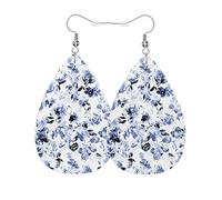Orecchini In Pelle Watercolor Flower Hand Painted Abstract Flowers Tie Dye Gradient Ecopelle Orecchino Confortevoli Classico Orecchini A Goccia Lunghi, Per Wedding, Valentine'S Day, Carnevale