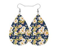 Orecchini In Pelle White Flower Orecchino In Ecopelle Decorazioni Per Feste Classico Orecchini A Goccia Lunghi, Per Valentine'S Day, Wedding, Le Donne