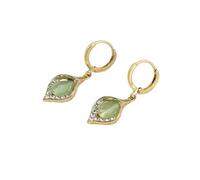 Orecchini in pietra 18K placcato oro verde occhio di gatto per le donne Vintage e con stile a foglia dolce, perfetto per feste e occasioni formali