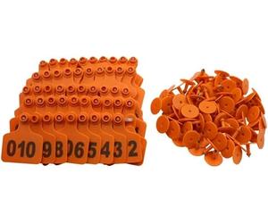 Orecchini in plastica per animali da fattoria, 100 set di orecchini a orecchio di bestiame numerati, orecchini con orecchie di mucca di grandi dimensioni 3 x 2,4 (arancione, 001 100)