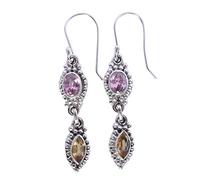 Orecchini in quarzo citrino rosa 7x5mm 8x4mm ovale marquise sfaccettato argento Sterling 925 orecchini pendenti giallo rosa gemma goccia gioielli regalo per le donne colorato look elegante