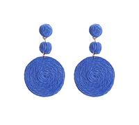 Orecchini in rafia da donna Tessuto di Paglia Rattan Vite Rotonda Orecchini di Modo delle Donne del Cerchio Orecchino del Partito Regalo, blu
