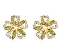Orecchini in rame borchie clip orecchio per verde zircone pietra per stile l