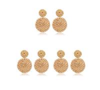 Orecchini in rattan intrecciato a doppio cerchio, stile occidentale, geometrico, bohémien, manuale, intrecciati, gioielli popolari per donne e ragazze, caffè, as description, Plastica, come