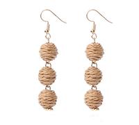 Orecchini in rattan, orecchini in rafia, fatti a mano, stile bohémien, in paglia di vimini, ideali come regalo per l'estate, accessorio da spiaggia, rafia, Rattan