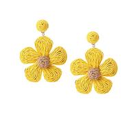 Orecchini in rattan per donna, fiore di rafia, boho, orecchini pendenti, orecchini fatti a mano con nappa, orecchini di paglia, gioielli da spiaggia estivi, regalo per ragazze