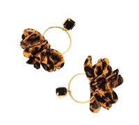 Orecchini in tessuto con stampa leopardata, orecchini unici con stampa leopardata, ornamento per spostamenti quotidiani e raduni, ciondolo geometrico a petalo, Misura unica, come descritto, come