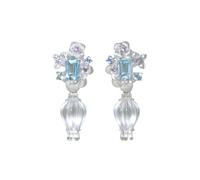 Orecchini In Vaso E Fiore, Vaso Di Cristallo Con Design A Diamante, Processo Di Placcatura Elettrolitica In Lega, Pendolarismo Giornaliero E Accessori Per La Data, Per Le Donne