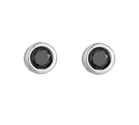 Orecchini in vero oro 9 K/14 K/18 K con onice nera, forma classica, Oro bianco 9 carati (375), Onice