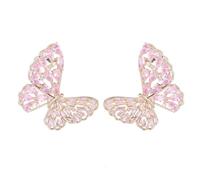 Orecchini In Zircone Intarsiato, Leggeri, Stile Lussuoso, Alla Moda, A Farfalla Con Doppia Ala(S)