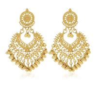 Orecchini Indiani, Orecchini Drop Pendle Tribale Etnico, Orecchino Pendenti con Nappa a Forma di Palla Boho, Orecchino Indiani alla Moda, Gioielli Indiano di Bollywood (Dorato)