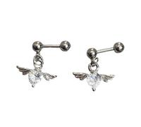 Orecchini ipoallergenici in acciaio inox a forma di cuore, con ali di angelo, vestibilità comoda, per tutti i giorni, regalo per le vostre ali in acciaio inox, orecchini a cuore per pelli sensibili