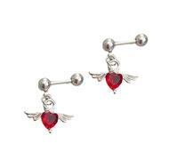 Orecchini ipoallergenici in acciaio inox a forma di cuore, con ali di angelo, vestibilità comoda, per tutti i giorni, regalo per le vostre ali in acciaio inox, orecchini a cuore per pelli sensibili