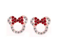 Orecchini Kaguyo Minnie Mouse, orecchini a bottone in argento sterling 925 con ametista blu rosa e zirconi Topolino per donne e ragazze, regalo di compleanno (rosa rossa)