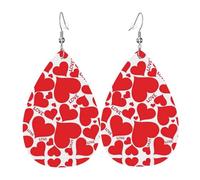Orecchini leggeri in ecopelle, orecchini a goccia alla moda, graziosi orecchini con stampa a cuore d'amore