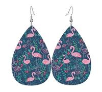 Orecchini leggeri in finta pelle, orecchini a goccia alla moda, graziosi orecchini pendenti con stampa floreale a forma di cigno