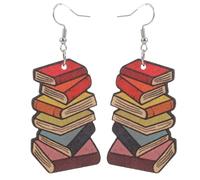 Orecchini Libro in Legno 1 Paio, Design 3d Cuore, Gioiello | Decorazioni Scuola, Look Creativo e Leggero, per Eventi Scolastici e Club del Libro