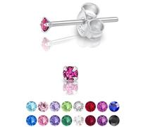 Orecchini Lobo Argento 925 con Punto Luce Ametista 2 mm - Donna Colorati - Bambina - con Brillantini